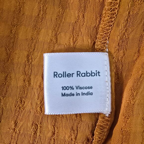 Roller Rabbit Top Blouse XS Oversized 3/4 Bell Sleeve Burnt Orange Tonal Stripe - Picture 11 of 12